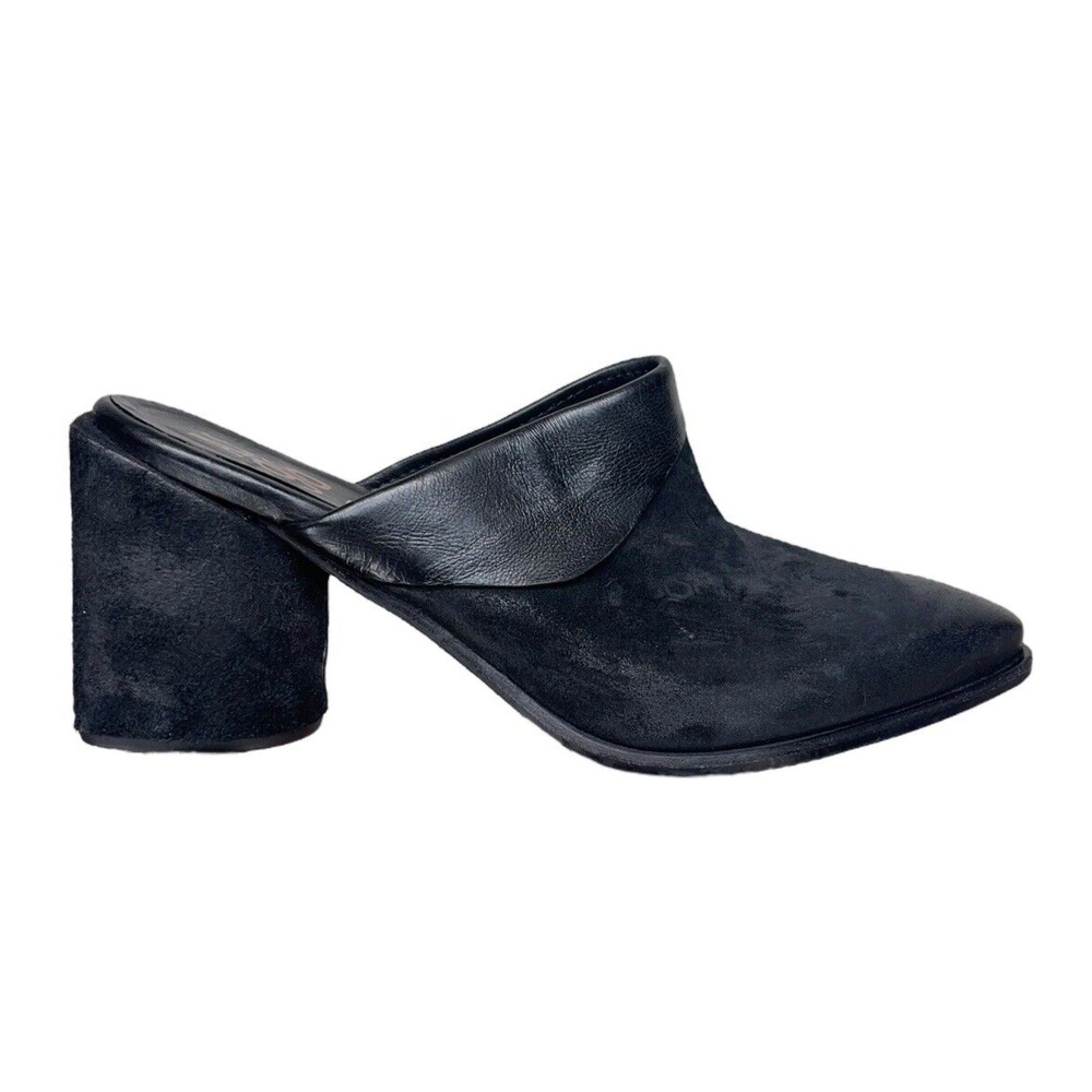 AS98 Womens Emil Mule‎ Clog Leather Chunky Block Heel Size 41 EU 10.5 US
